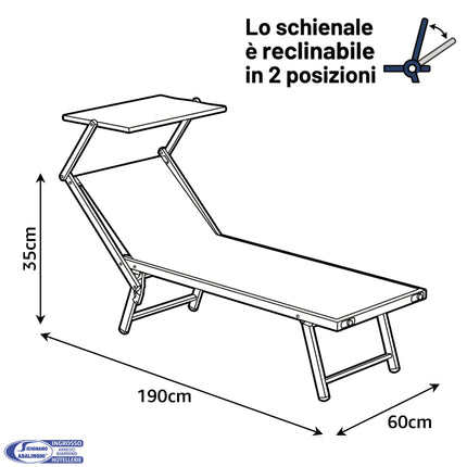 Lettino da Sole Professionale Melange in Alluminio con Telo Alta Densità D&D Casalinghi
