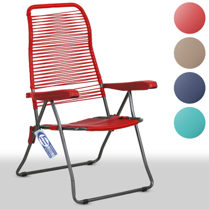 Sdraio Lipari Pieghevole da Esterno, PVC Colorato su Telaio in Acciaio, 5 Posizioni Reclinabili, 62x64x105 cm Metal Far