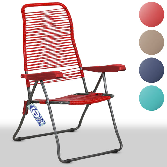 Sdraio Lipari Pieghevole da Esterno, PVC Colorato su Telaio in Acciaio, 5 Posizioni Reclinabili, 62x64x105 cm Metal Far