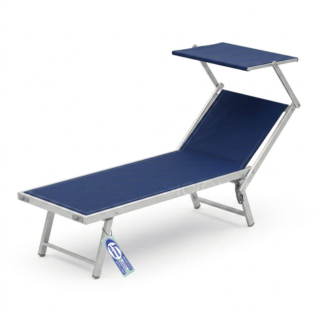 Lettino da Sole Professionale Freak Blu in Alluminio con Parasole Regolabile Salmar
