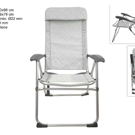 Sdraio Alluminio Tubo Mm.22 Telo Texilene Grigio Due Esse