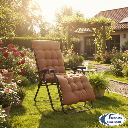 Cuscino per Sdraio Zero Gravity 160x52 cm Marrone, Cuscino Trapuntato per Relax Esterno con Imbottitura Ergonomica, Supporto Ottimale Schiena e Collo Giardino Due Esse