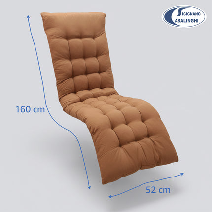 Cuscino per Sdraio Zero Gravity 160x52 cm Marrone, Cuscino Trapuntato per Relax Esterno con Imbottitura Ergonomica, Supporto Ottimale Schiena e Collo Giardino Due Esse