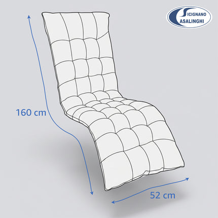 Cuscino per Sdraio Zero Gravity 160x52 cm, Cuscino Trapuntato per Relax Esterno con Imbottitura Ergonomica, Supporto Ottimale Schiena e Collo Giardino Due Esse