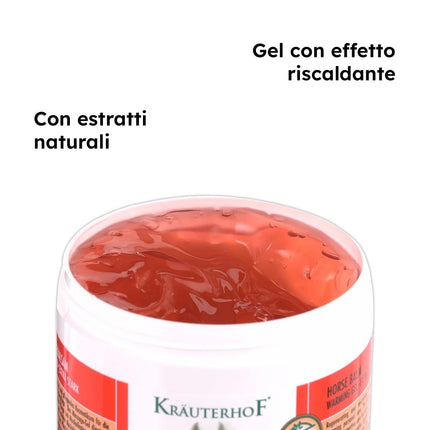 Kräuterhof Gel Naturale per Dolori Muscolari Articolari, Balsamo Cavallo per Uso Umano, 250 ml / 500 ml, Effetto Riscaldante, con Estratti Vegetali Kräuterhof
