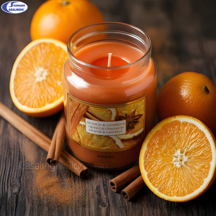 Candela Profumata Arancia & Cannella – L'Abbraccio Invernale (Grande 510g - 100 Ore) Cereria Muto Italo