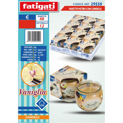 Candela in Vetro con Fragranza Profumata per Ambienti Casa E Relax Fatigati