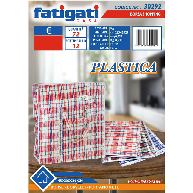 Borsa Spesa Shopping Borsa per la Spesa Resistente E Capiente in Vari Formati 45x50x20 cm Fatigati