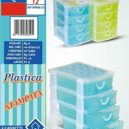 CASSETTIERA PLASTICA 4 CASSETTI STAMPA Fatigati