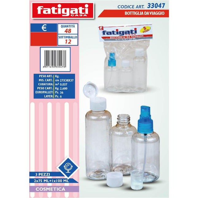 SET VIAGGIO CON SPRAY SET 3 PZ. 2 ML.75 1 ML.100
