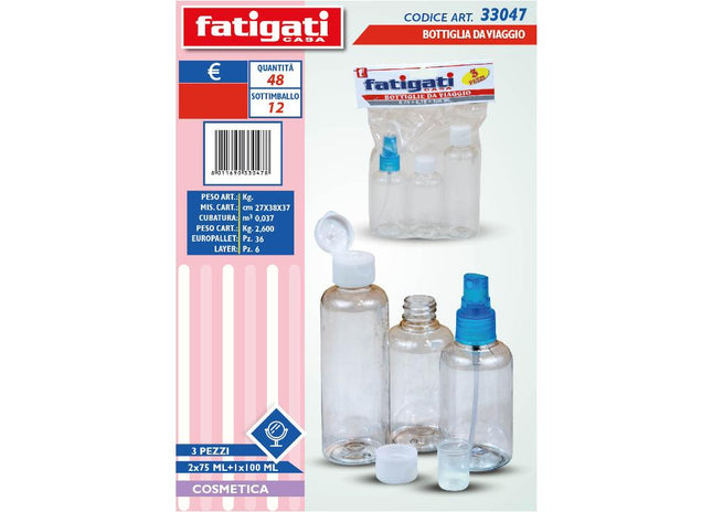SET VIAGGIO CON SPRAY SET 3 PZ. 2 ML.75 1 ML.100 Fatigati