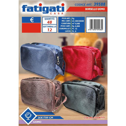 Borsello Uomo per Cosmesi e Accessori, Dimensioni 26x17x9 cm, Design Pratico ed Elegante 26 x 17 x 9 cm Fatigati