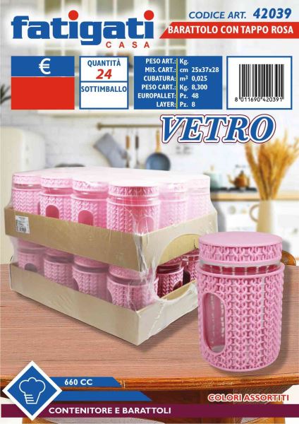Barattolo Vetro Cc.660 Con Tappo Plastica-8011690420391