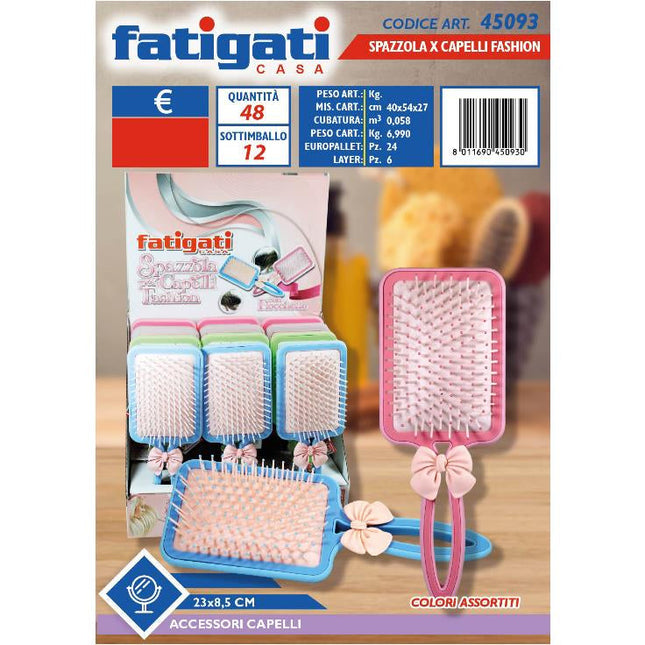 Spazzola per Capelli Ricci e Lisci con Design Compatto e Fashion con Fiocchi Fashion Con Fiocchi Fatigati