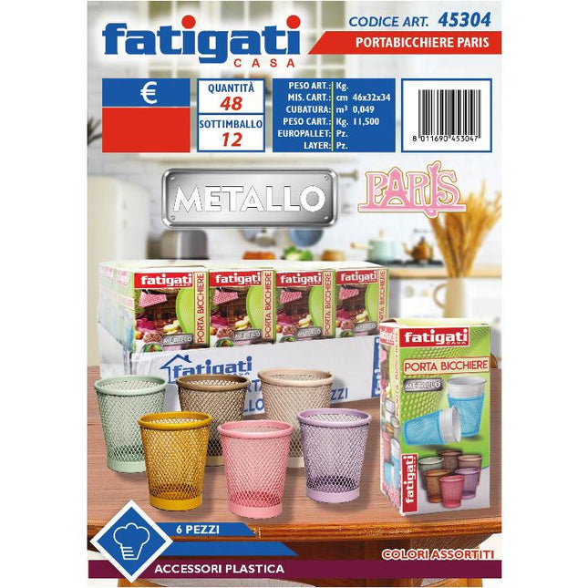 PORTABICCHIERE METALLO SET 6 PZ. PARIS