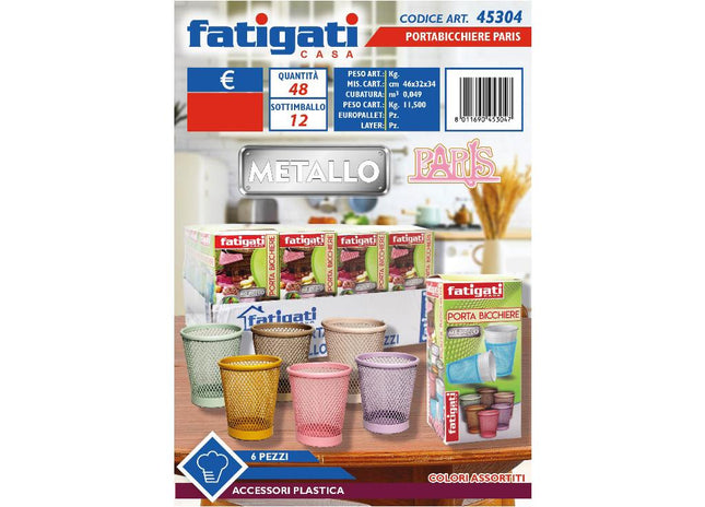 PORTABICCHIERE METALLO SET 6 PZ. PARIS Fatigati