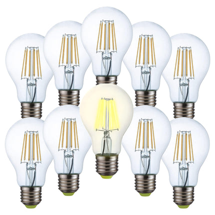 Lampadina LED E27 a Filamento 10W | Luce Naturale 4000K | Design Vintage & Alta Luminosità Scorta da 10 (Miglior Prezzo) eQuickly