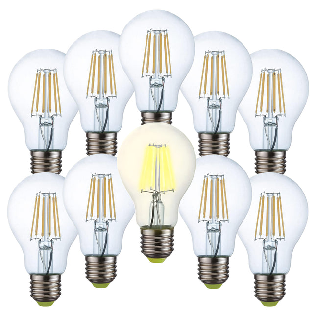 Lampadina LED E27 Filamento Bulbo A60 12W | Luce Naturale 4000K | 1200 Lumen Scorta da 10 (Miglior Prezzo) eQuickly