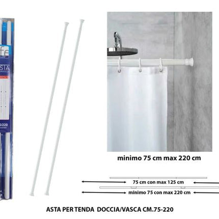 Asta X Tenda Doccia/Vasca Cm.75-220 Diam. Cm.2,2 Bianca