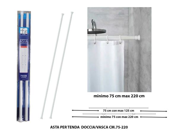 Asta X Tenda Doccia/Vasca Cm.75-220 Diam. Cm.2,2 Bianca
