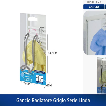 GANCIO RADIATORE GRIGIO SERIE LINDA Feridras