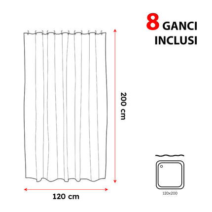 Tenda Doccia In Peva e Tessuto Impermeabile per Bagno con Vari Misure Disponibili