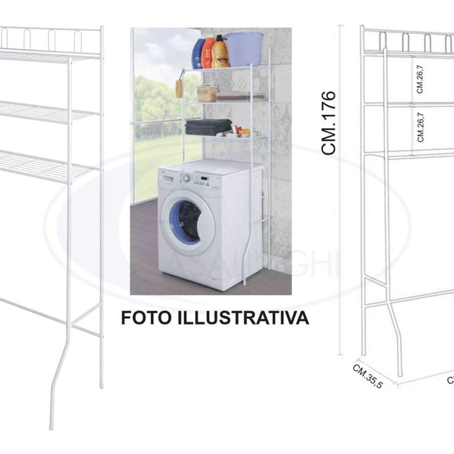 Scaffale Sopralavatrice 3 Ripiani Bianco-8056471550614