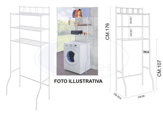 Scaffale Sopralavatrice 3 Ripiani Bianco Feridras