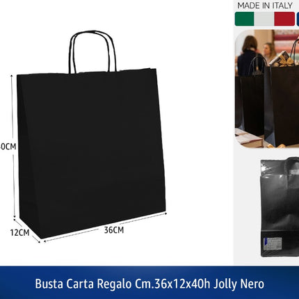 Busta Carta Regalo Cm.36X12X40H Jolly Nero Florio