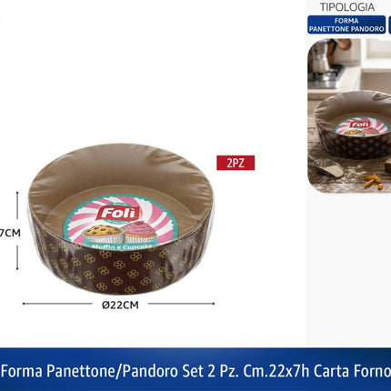 Stampo per Panettone Basso e Pandoro in Carta da Forno Ø 22x7h cm – Set 2 Pezzi