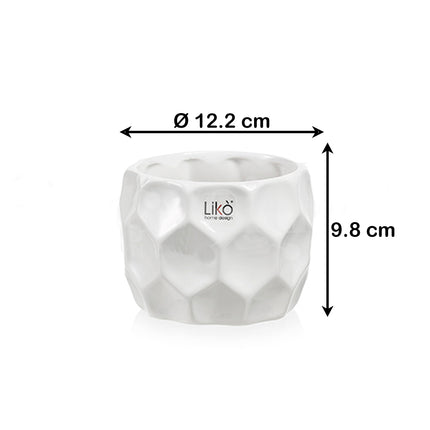 Franco Caspo' Vaso in Ceramica Martellato Bianco CM.12,2x9,8h – Eleganza, Arredo Moderno, per Piante Franco