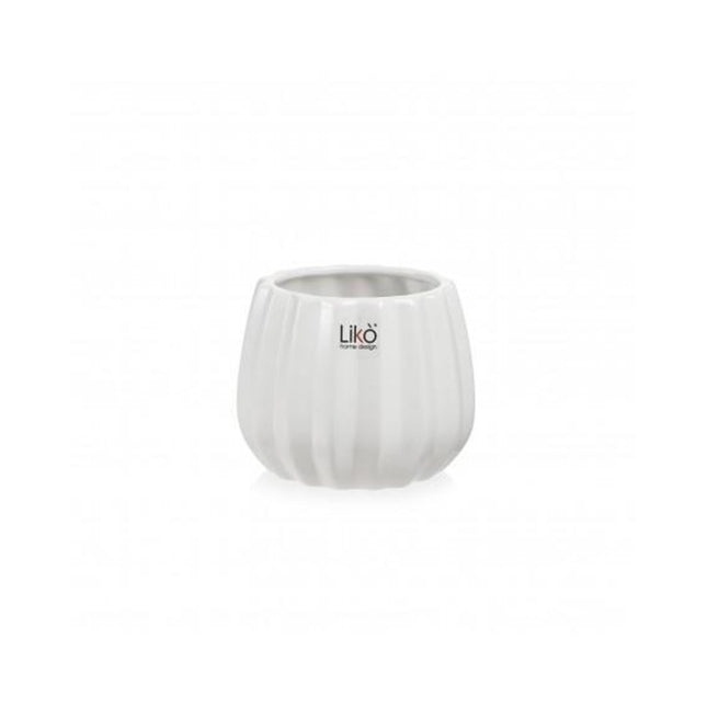 Franco Caspo' Vaso in Ceramica Bianco CM.12,2x9,7h – Eleganza, Arredo Moderno, per Piante Franco