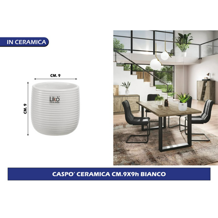 Franco VASO CASPO' CERAMICA CM.9X9h BIANCO Franco