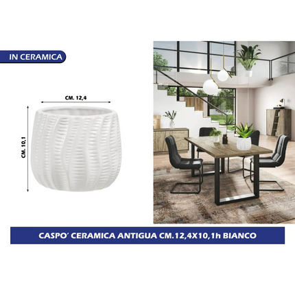 Franco VASO CASPO' CERAMICA ANTIGUA CM.12,4X10,1h BIANCO Franco