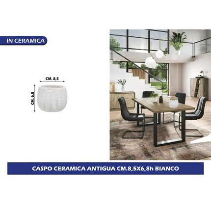Franco VASO CASPO CERAMICA ANTIGUA CM.8,5X6,8h BIANCO Franco