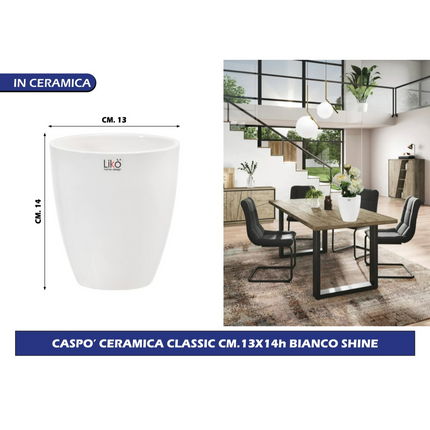 Franco VASO CASPO' CERAMICA CLASSIC CM.13X14h BIANCO SHINE Franco
