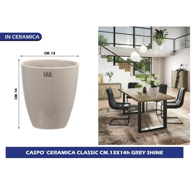 Franco VASO CASPO' CERAMICA CLASSIC CM.13X14h GREY SHINE Franco