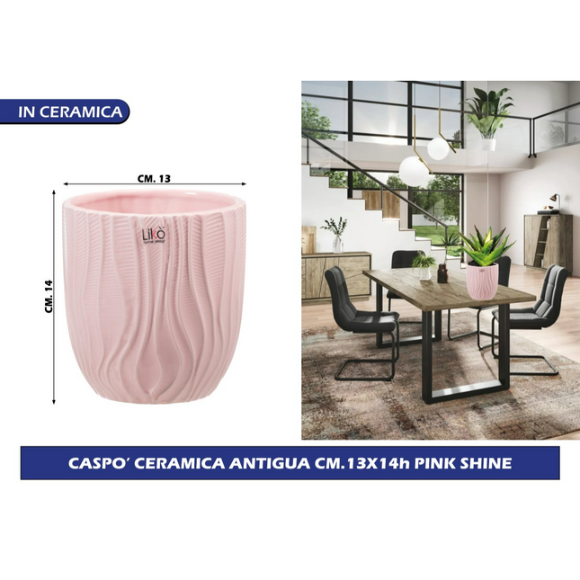 Franco VASO CASPO' CERAMICA ANTIGUA CM.13X14h PINK SHINE Franco