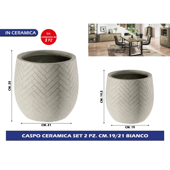 Franco VASO CASPO' CERAMICA SET 2 PZ. CM.19/21 BIANCO Franco