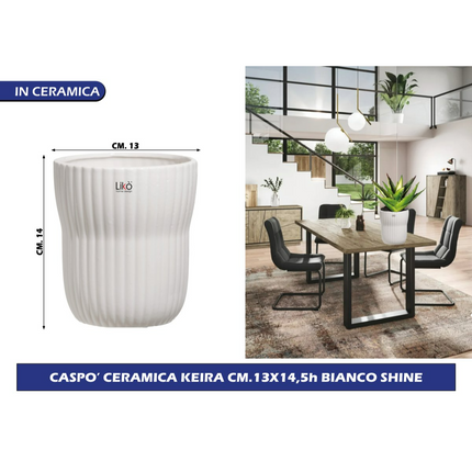 Franco VASO CASPO' CERAMICA KEIRA CM.13X14,5h BIANCO SHINE Franco