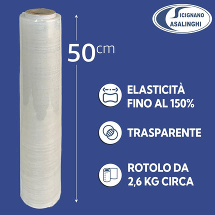 Casalinghi Sicignano Film Estensibile Manuale Trasparente per Imballaggi 1-3-6 Bobine 2,6kg 50cm Anima Ø4,7cm Casalinghi Sicignano