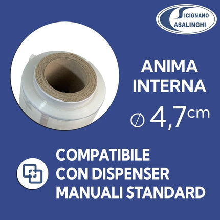 Casalinghi Sicignano Film Estensibile Manuale Trasparente per Imballaggi 1-3-6 Bobine 2,6kg 50cm Anima Ø4,7cm Casalinghi Sicignano