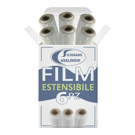Casalinghi Sicignano Film Estensibile Manuale Trasparente per Imballaggi 1-3-6 Bobine 2,6kg 50cm Anima Ø4,7cm 6 Rotoli Casalinghi Sicignano