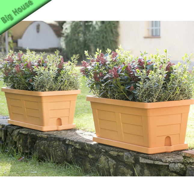 Bama Fioriera Vaso Da Giardino Grande Effetto Legno Resina Piante Fiori 80×40×34H Cm