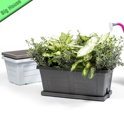 Bama Fioriera Vaso Da Giardino Grande Effetto Legno Resina Piante Fiori 80×40×34H Cm