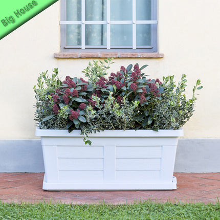 Bama Fioriera Vaso Da Giardino Grande Effetto Legno Resina Piante Fiori 80×40×34H Cm