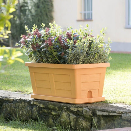 Bama Fioriera Vaso Da Giardino Grande Effetto Legno Resina Piante Fiori 80×40×34H Cm