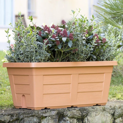 Bama Fioriera Vaso Da Giardino Grande Effetto Legno Resina Piante Fiori 80×40×34H Cm