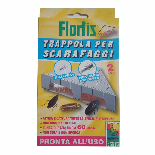 Flortis Trappola Adesiva Triangolare Per Scarafaggi - Set 2 Pezzi