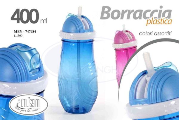 Borraccia Plastica Sport Ml.400 Con Cannuccia Gicos